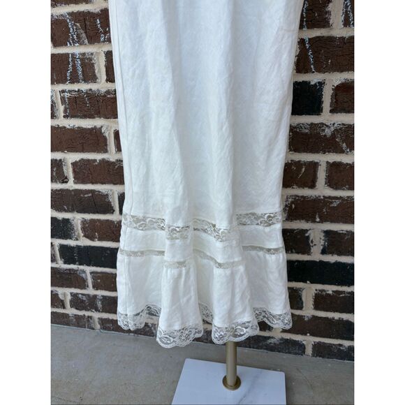 NWOT Gold Hawk White Linen & Lace Midi Length Dress Size Small - Picture 3 of 10
